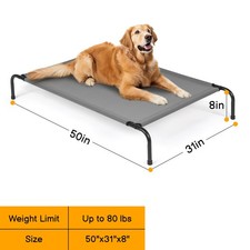 Cooling Elevated 50" Dog Bed with Metal Frame In/Outdoor Raised Pet Bed Cot