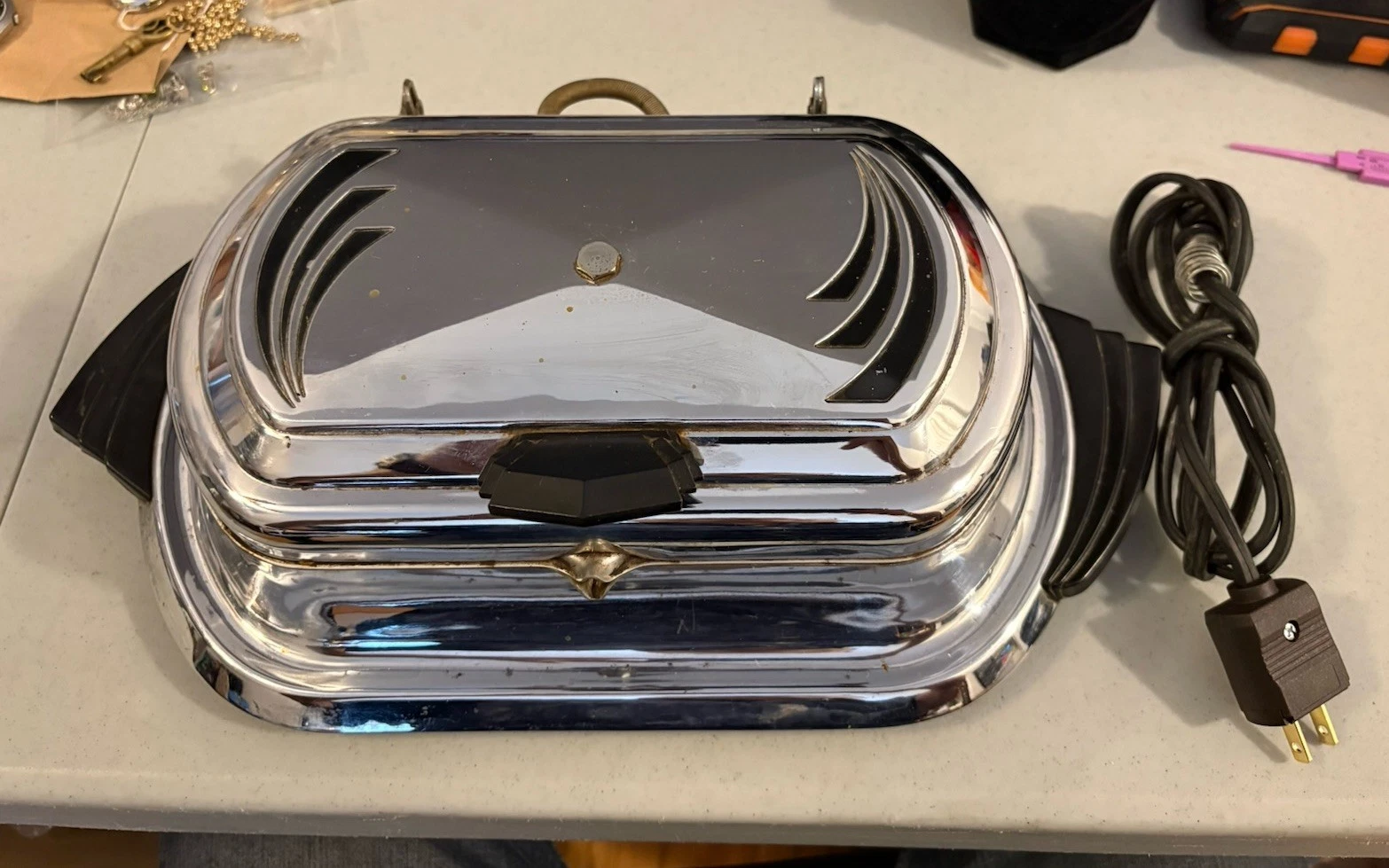 Vintage Samson Art Deco Chrome Sandwich Press Tested Made In USA MCM