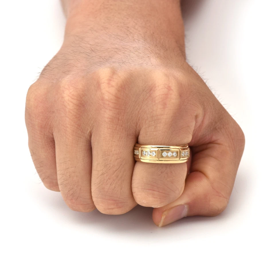 Anillo de diseño de circonita cúbica de una fila de carburo de tungsteno 8 mm con grabado GRATIS tamaño 8-14 Foto 4 de 4