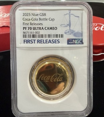 2025 .9999 Gold Niue G$8 Coca-Cola Bottle Cap First Release NGC