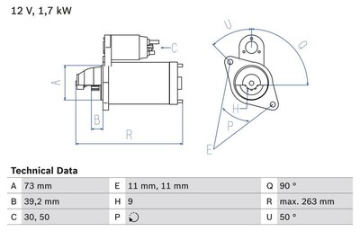 Starter Anlasser für Land Rover 110/127 90 I 1993 - 2004 Bosch 0986017440