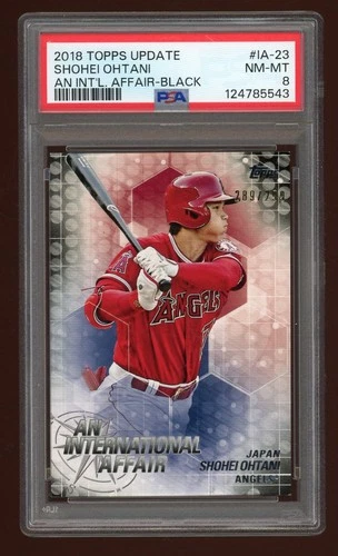 SHOHEI OHTANI 2018 TOPPS UPDATE "INTERNATIONAL AFFAIR" ROOKIE CARD 289/299 PSA 8