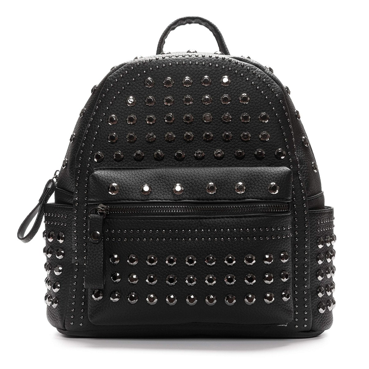Black Faux Leather Studded Gothic Rhinestone Motorcycle 