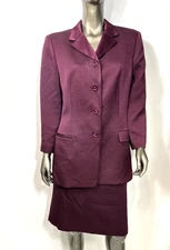 Rickie Freeman for Teri Jon Silk Burgandy Red Skirt 2 Pc Suit Womens 14