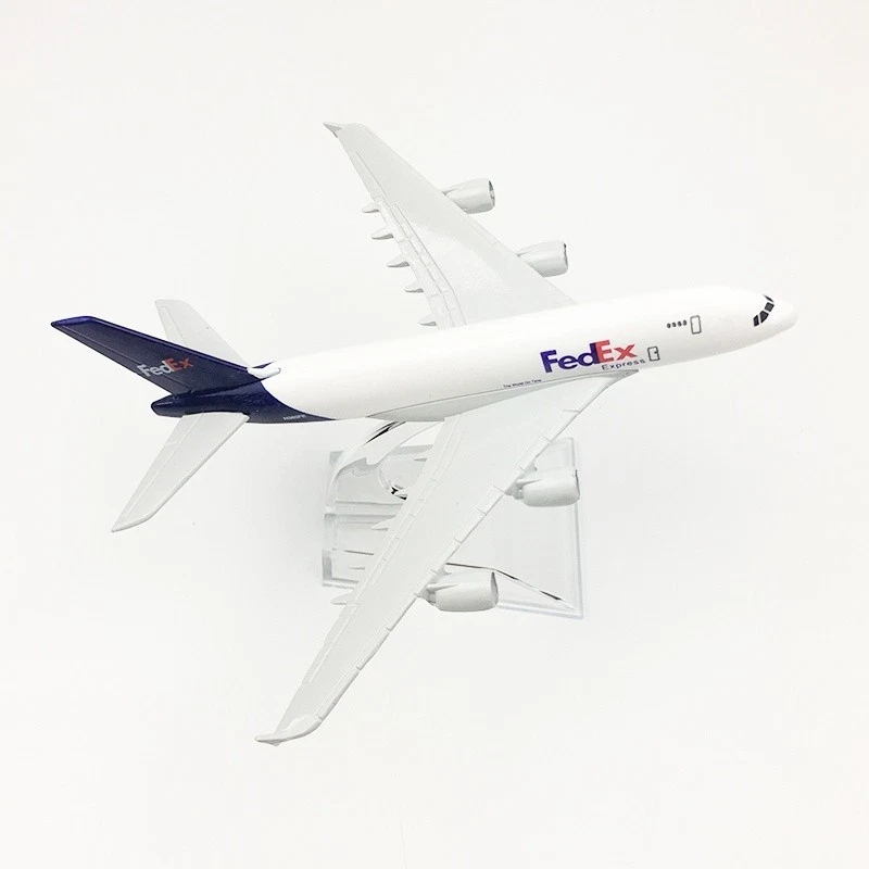 Modello Aereo Diecast 1:400 - Airbus A380-800 FedEx Express 16cm - Da Collezione - Immagine 3 di 4