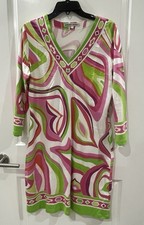 Barbara Gerwit Multicolor Geometric V Neck Jersey Sheath Dress Size L