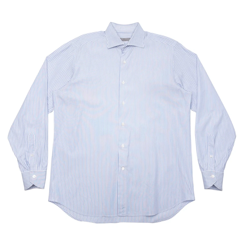 Camisa de vestir a rayas Canali para hombre 16,5 (42) manga larga hecha en Italia diseñador Foto 2 de 4