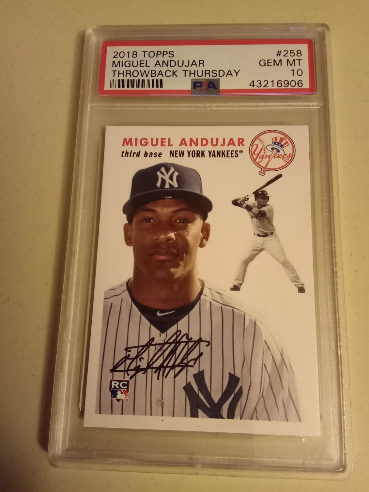 2018 Topps Throwback Thursday Miguel Andujar #258 Graded PSA 10 GEM MINT Rookie