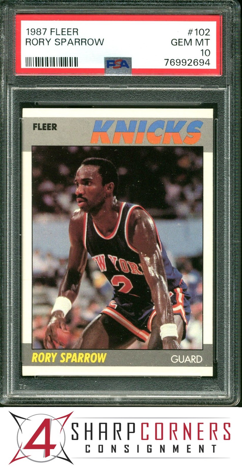 1987 FLEER #102 RORY SPARROW KNICKS PSA 10