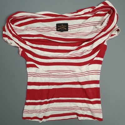 Vivienne Westwood Anglomania Striped Blouse Top Ruched Sleeves
