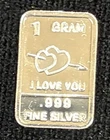 1 GRAM GR G .999 Fine Pure Solid Silver I Love You Bullion Bar! Valentine’s Day!