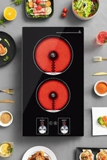 Burner Electric Cooktop,110v Electric Cooktop with Knob Control,12 Inch...
