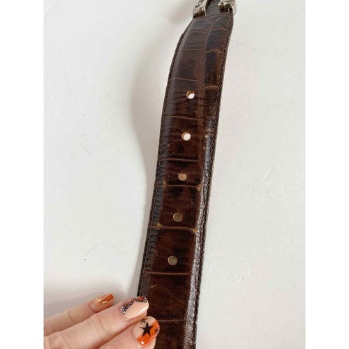 VINTAGE Damen brauner geprägter Ledergürtel mit silbernen Zierdetails Gr. S/M - Bild 7 von 11