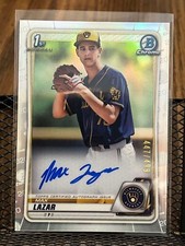 MAX LAZAR 2020 BOWMAN CHROME 1ST ROOKIE AUTOGRAPH AUTO BREWERS REFRACTOR RC /499