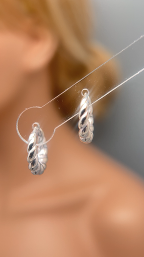 Polished Twist Huggie Hoop Earrings 925 Sterling Silver Women men gift 336 - Video 1 of 1