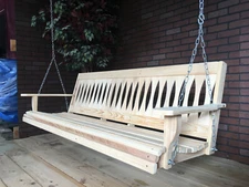6ft Cypress Wood Diamond Porch Bench Swing With Hanging Hardware Made In USA