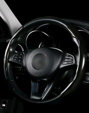 SET N° 2 PEZZI COVER STERZO EFFETTO CARBONIO NERO Punto Copri Volante Universale