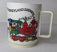 Vintage Disney World Mickey Donald Train Souvenir Kid's Plastic Mug Deka 1980s