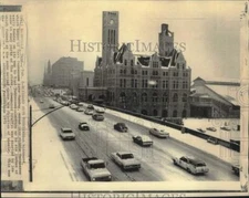 1971 Press Photo Nashville, Tennessee's snarled traffic in blizzard conditions