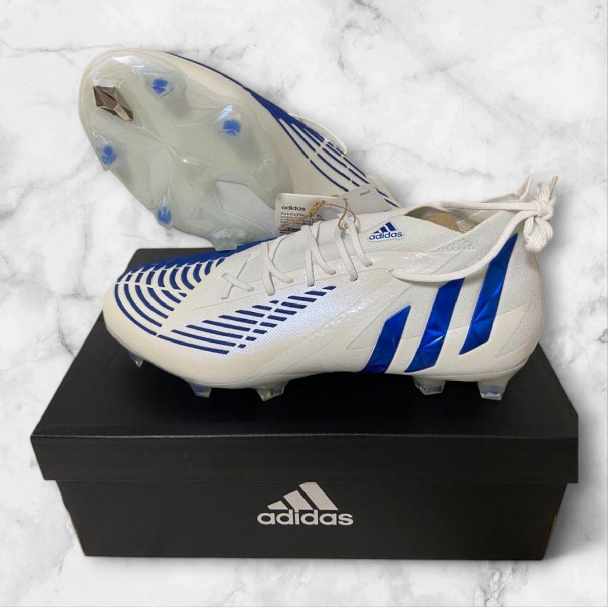Adidas Predator Edge.1 FG Soccer Cleats White/Blue US 8.5 Adidas Predator Edge.1 FG Soccer Cleats White/Blue US 8.5