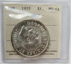 1937 CANADA SILVER DOLLAR - ICCS CERTIFIED MS64 - KING GEORGE VI $1 DOLLAR COIN