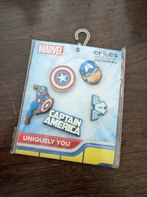 Crocs Captain America Marvel Uniquely You Jibbitz Charms Pack of 5 Lot NIP NEW