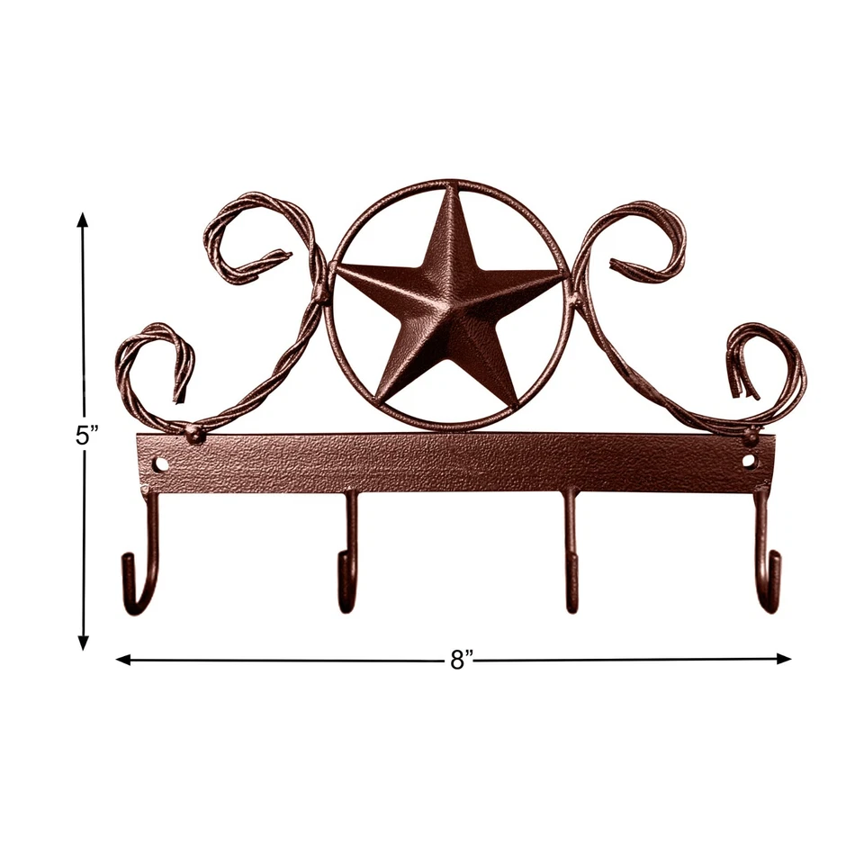 Texas Country Western Key Holder - Rustic Star Wall Décor Key Hanger for Home - Image 3 of 4