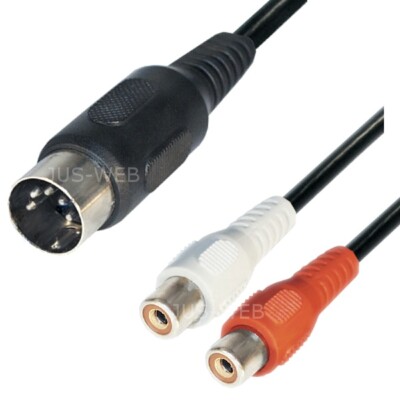 Audio Kabel 2x Cinch Buchsen 5pol DIN Stecker 3/5 Belegung Adapter Tape RCA 0,2m
