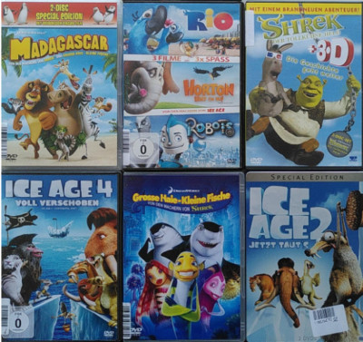 6x Dreamworks DVDs - Ice Age, Rio, Shrek, Madagascar usw. #1