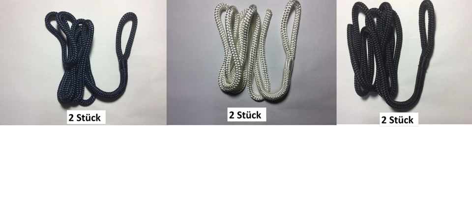 TREM 2 Stück geflochtene Fenderleine mit Auge Größe/Farbe wählbar Fenderbefestigung