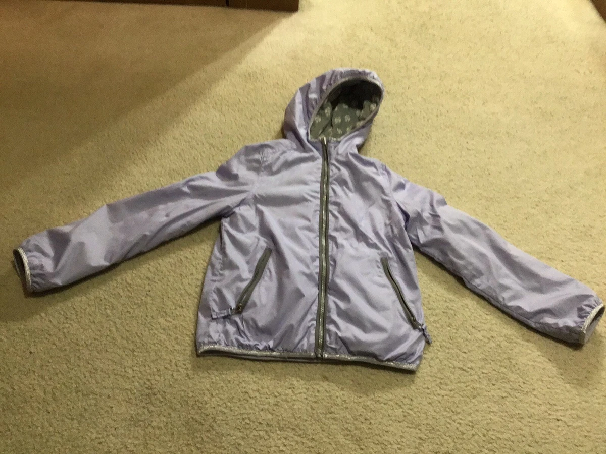 EUC London Fog Kids Girls Lavender Gray Reversible Jacket M 10 12