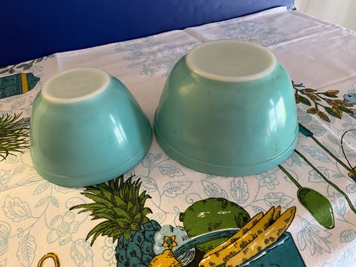 Pyrex Robin Egg Blue Turquoise Nesting Mixing Bowl Set 401 402 - Picture 8 of 11
