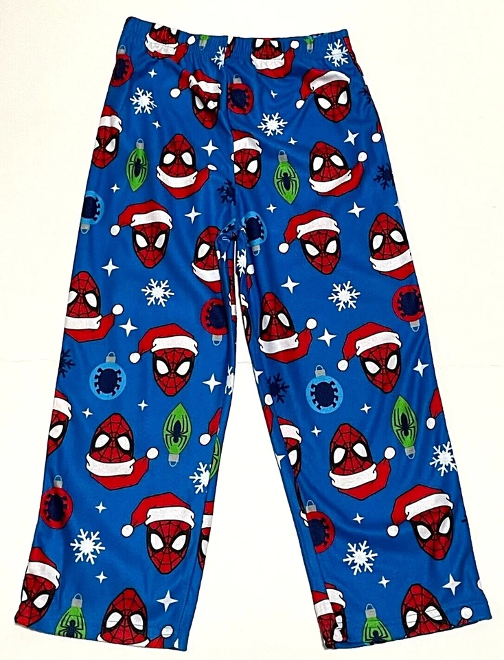 Spiderman Marvel Christmas Pajamas Sleepwear 2 Piece Coat Button Front New Boy - Image 4 of 4