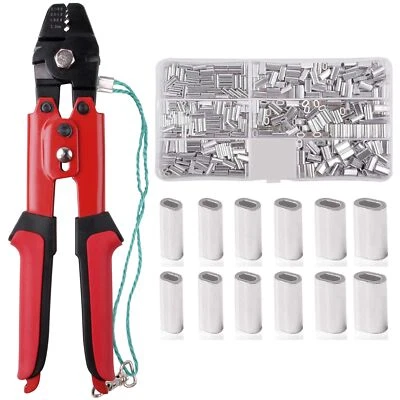 FUSIGO Fishing Crimping Tool Fishing Crimping Pliers with 500pcs Crimp Sleeves Set W...