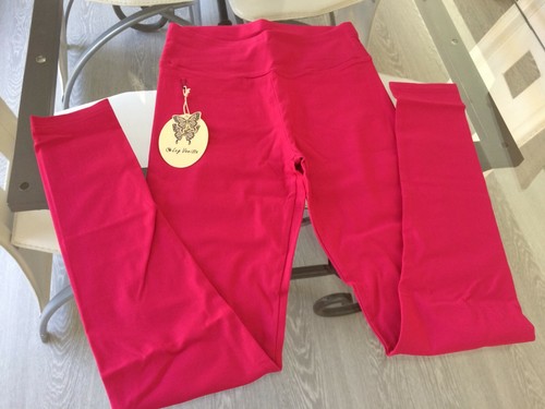 Fuchsia Stretch Slim Fit Women's Pants With 2 Back Pockets And Elastic Waist