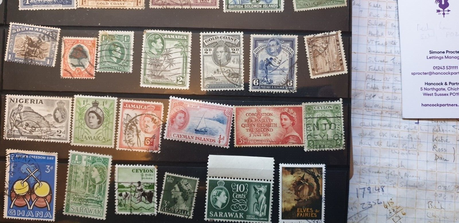 British colonies stamps 46 vintage QVQEII stamps from old stock page