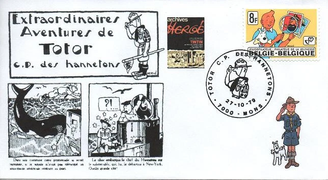 BELGIQUE 1939 Cachet MONS 27 Oct 1979 Totor C.P. des Hannetons HERGE TINTIN 3/6 - Photo 1/1