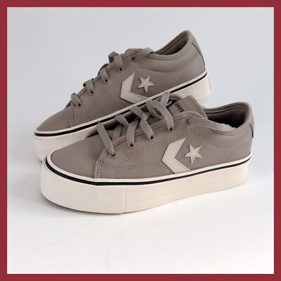 Converse Star Replay Platform Gray Faux Leather Sneaker Women's Size 8 569535C