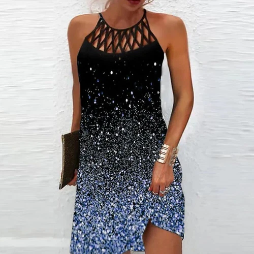 Women Dress Boho Hollow Halter Sleeveless Beach Dresses Holiday Plus Size - Bild 8 von 33