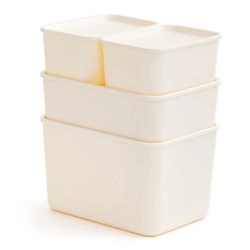 IRIS USA Plastic Modular Basket Bin & Lid Combo (S/M/L) Stackable Lidded St...