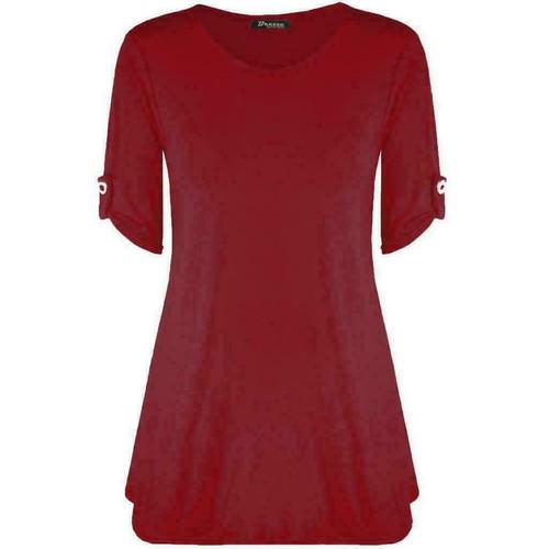 Women Short Turn Up Sleeves Plus Sizes Button Ladies Flared Swing Dress Long Top - Picture 15 of 18