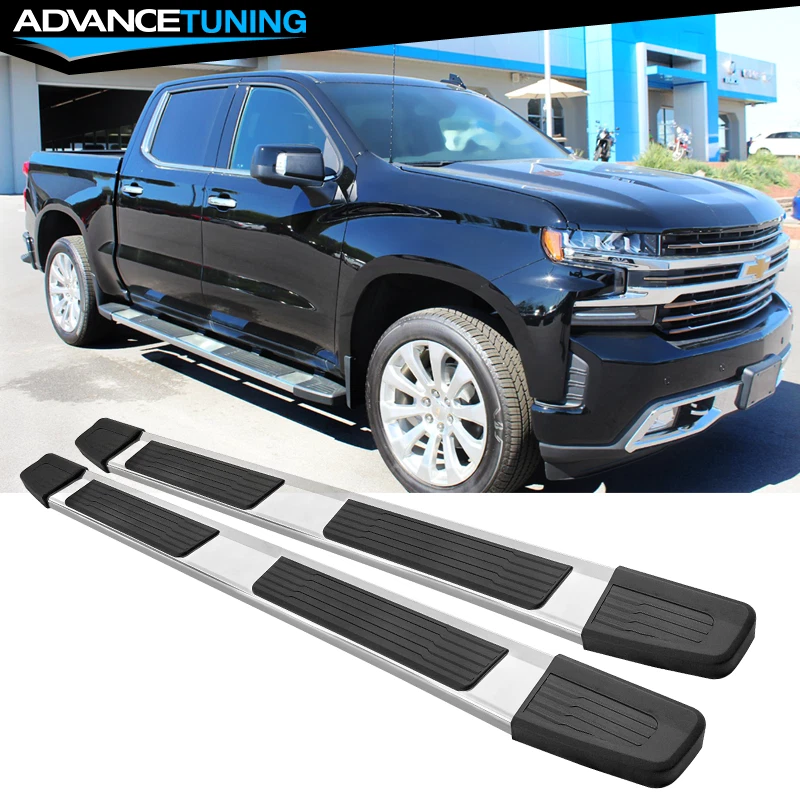 Fits 19 23 Chevy Silverado Sierra 1500 Crew Cab OE S6 Style Running Board Silver