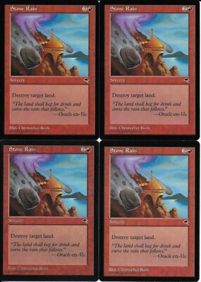 MTG: STONE RAIN Tempest COMMON; played, Excellent condition x4