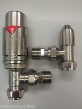Brushed Nickel Designer Radiator Valve Twin Pack - TRV & Lockshield