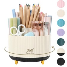 360 Rotating Organizer, Dual-Purpose Pencil Pen Holder, 5-Slot Rotating Pencil C