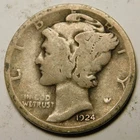 1924 D Mercury Dime 90% Silver G-VG  "Actual Coin Pictured - Not Cleaned"