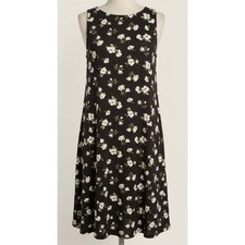 Old Navy Dress XS Tall Black Floral Sleeveless Tank A-Line Swing Stretch Dainty