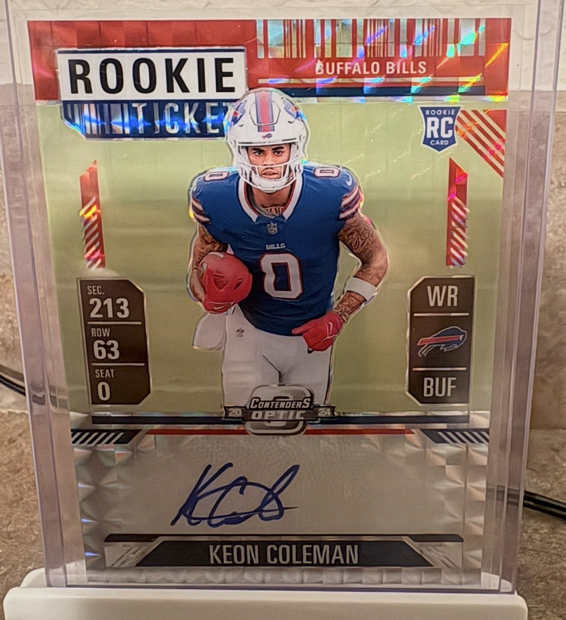 Keon Coleman Panini Zenith Contenders Optic Rookie Ticket Rps Preview Autographs #PREKEO Red