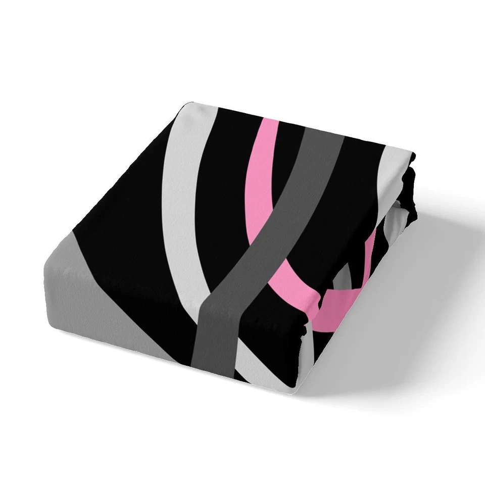 Juego de sábanas retro con remolinos circulares para niñas - rosa, negro, gris - ajuste de bolsillo profundo... Foto 4 de 4