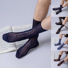 Business Dress Socks Breathable See-Through Silky Wear Traceless Business